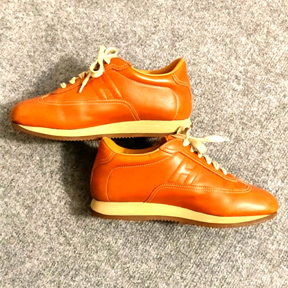 ***SOLD!!*** Hermès Brick Orange Leather Vintage Sneakers
